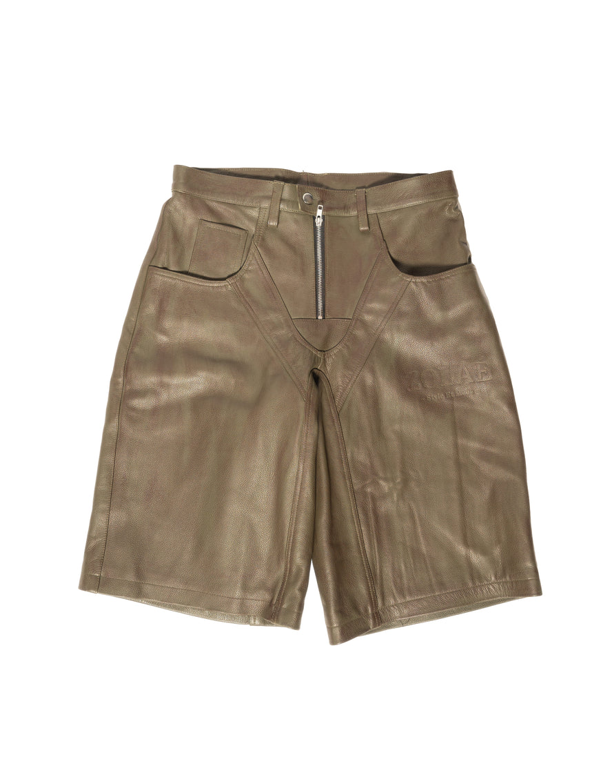 Olive Green Shorts With Wash Effect